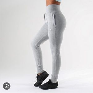 Gymshark High Waisted Joggers in Light Grey Marl